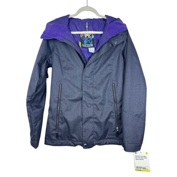 Burton Dryride Snowboarding Jacket Women's Gray Insulated Full Zip Hood S/M NWT - Picture 1 of 9